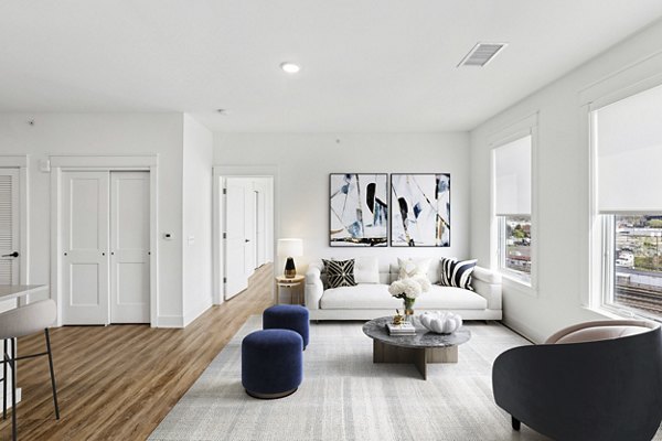living room at Harrison Yards Apartments