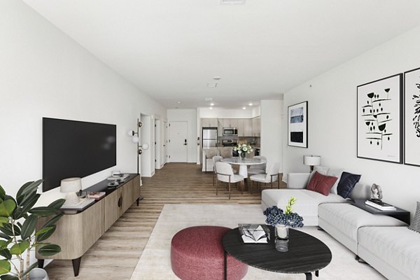 living room at Harrison Yards Apartments