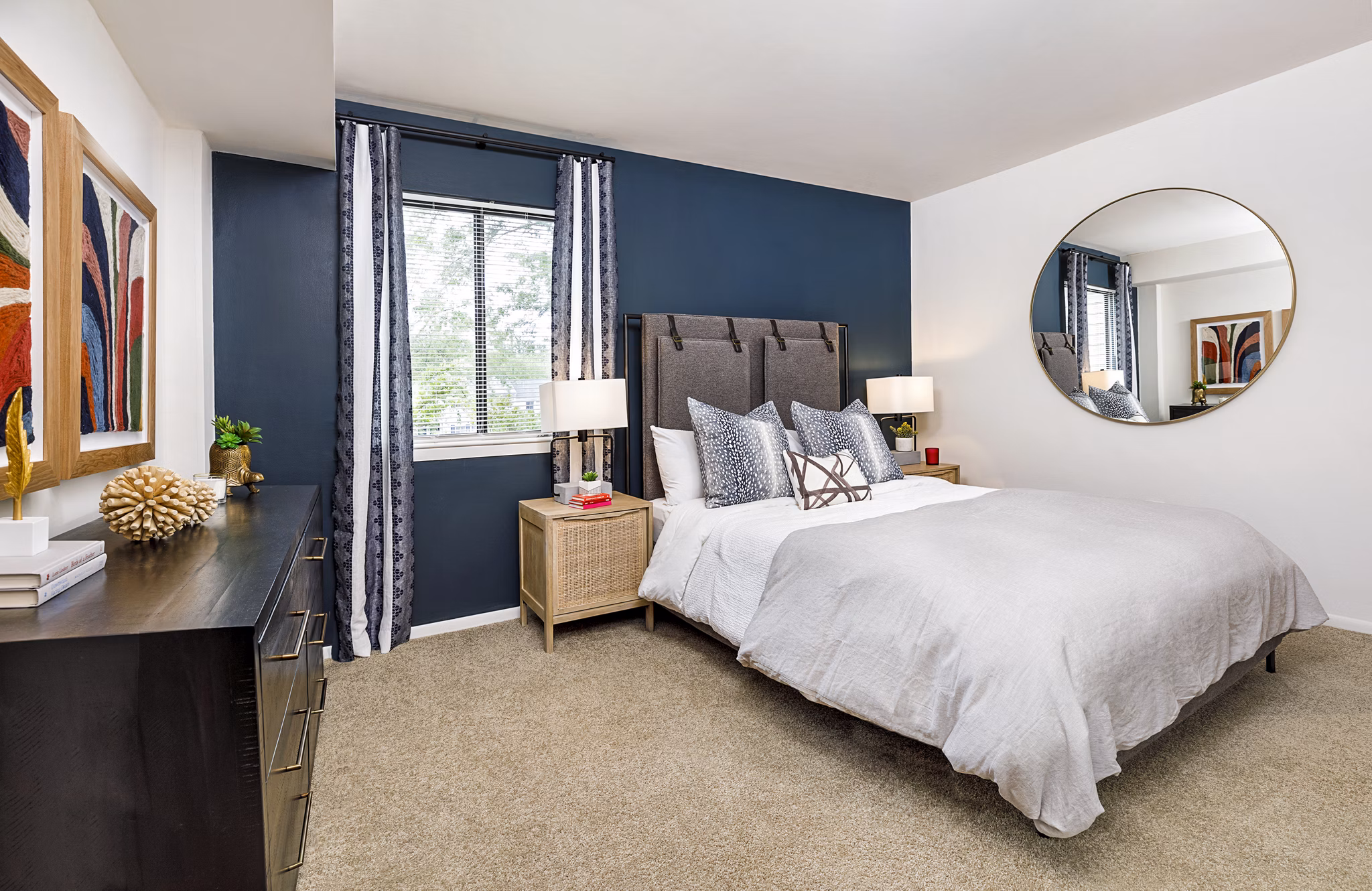 Contemporary bedroom with cozy decor at Cobalt Ridge Apartments, offering a serene retreat within luxury living spaces