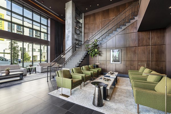Contemporary clubhouse with stylish seating at Hollywood Park Apartments, featuring luxury amenities for residents