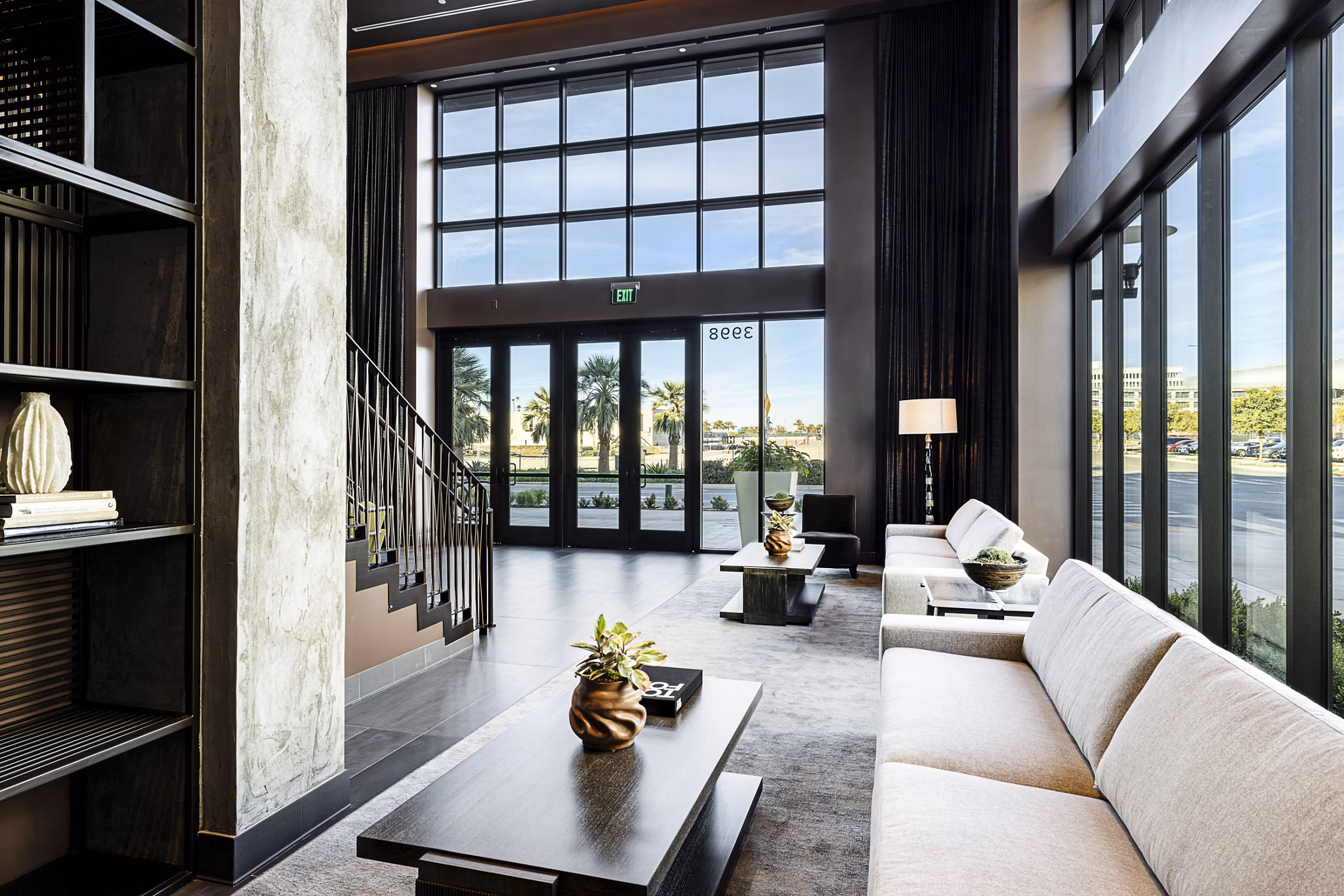 Stylish clubhouse with modern furnishings at Hollywood Park Apartments offering luxury living