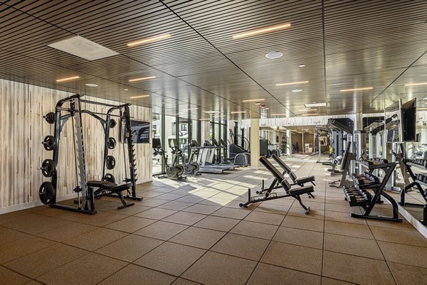 fitness center at Hollywood Park Apartments