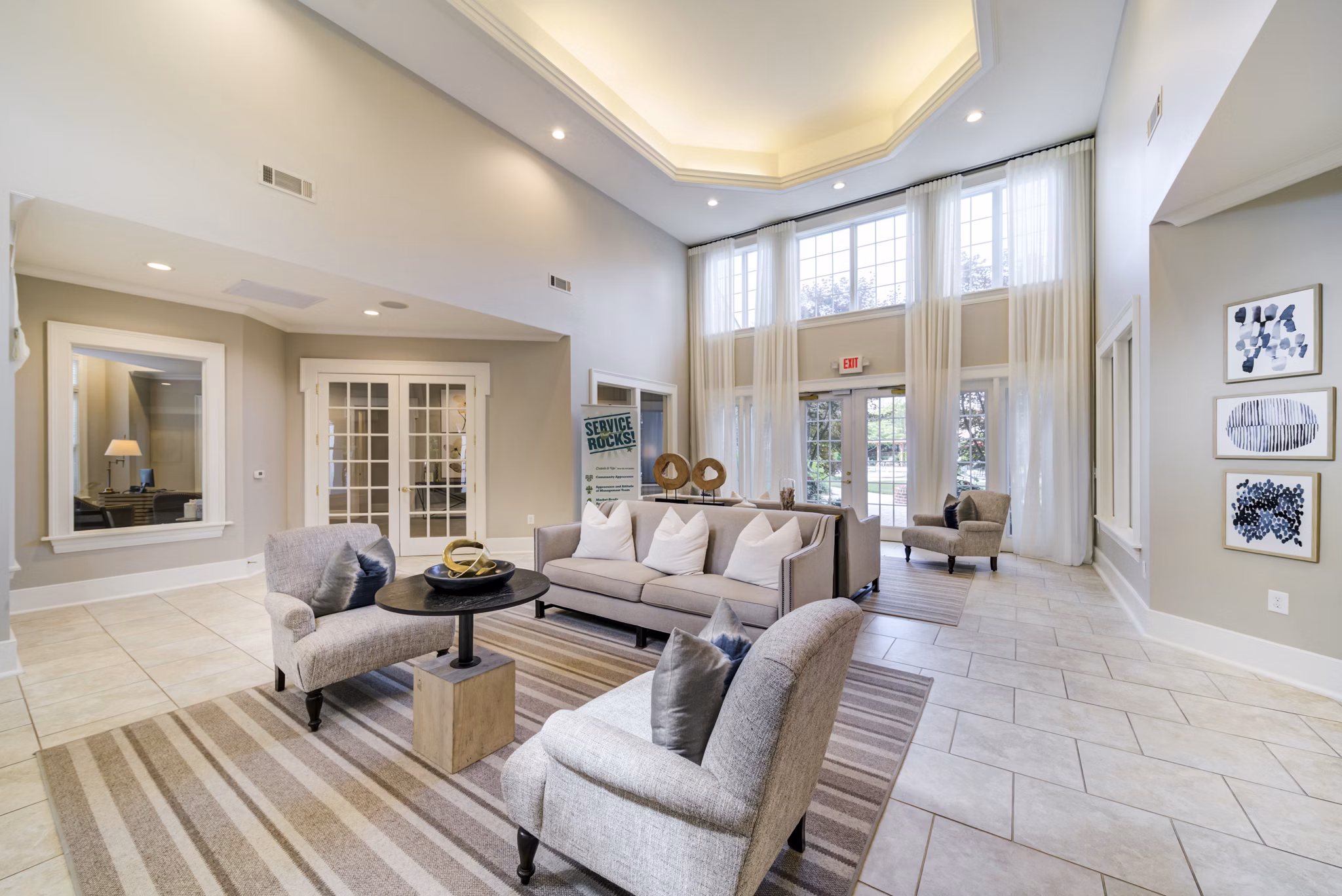 Clubhouse featuring lounge seating and modern decor at Legacy at Wakefield Apartments