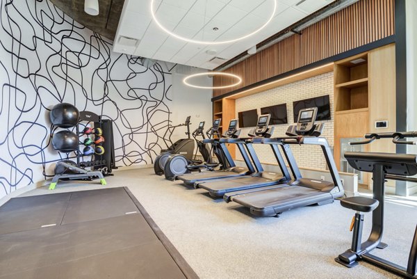 State-of-the-art fitness center with modern equipment at NOMA Apartments