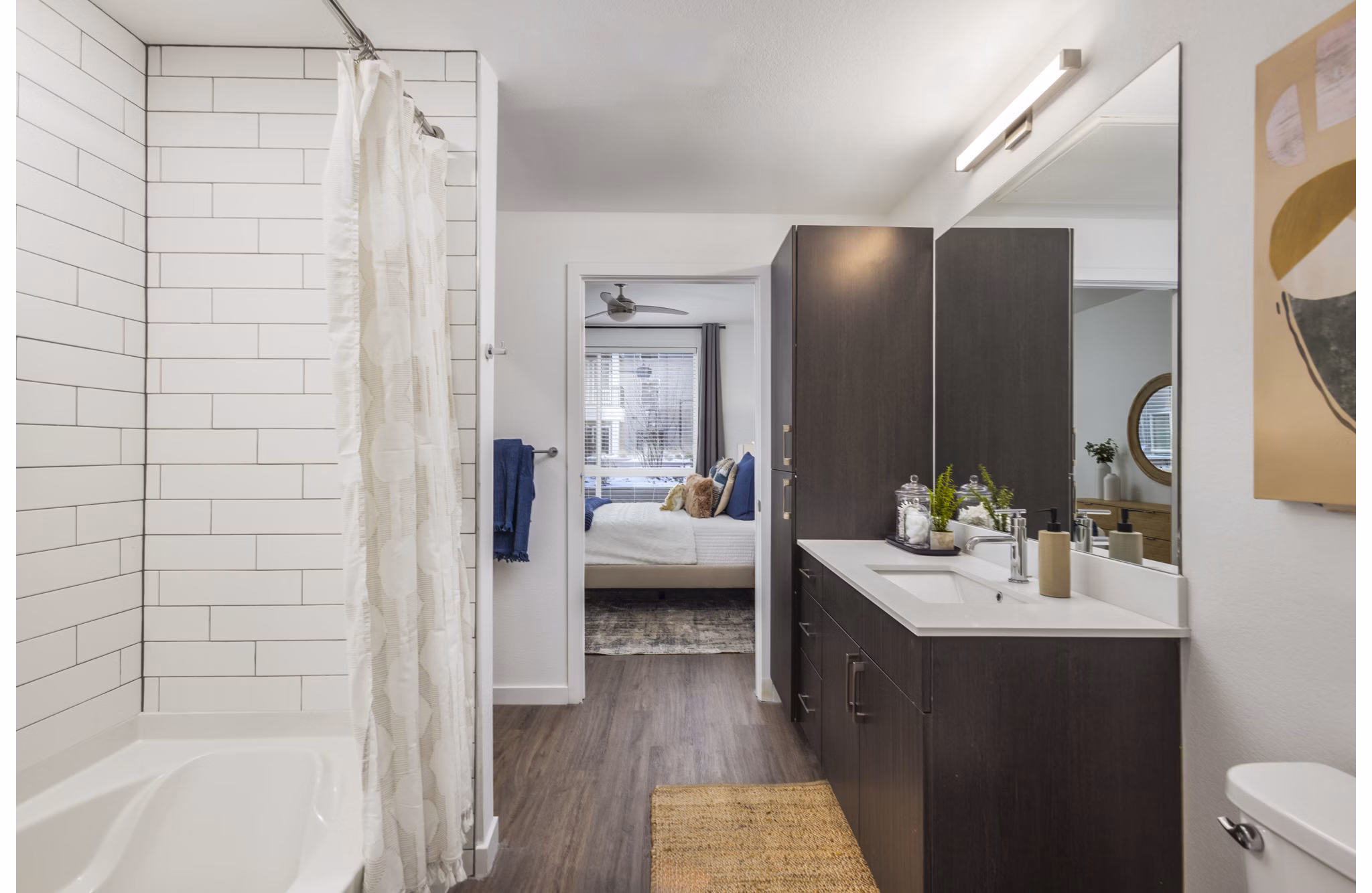Elegant bathroom with modern fixtures in Braxton Apartments