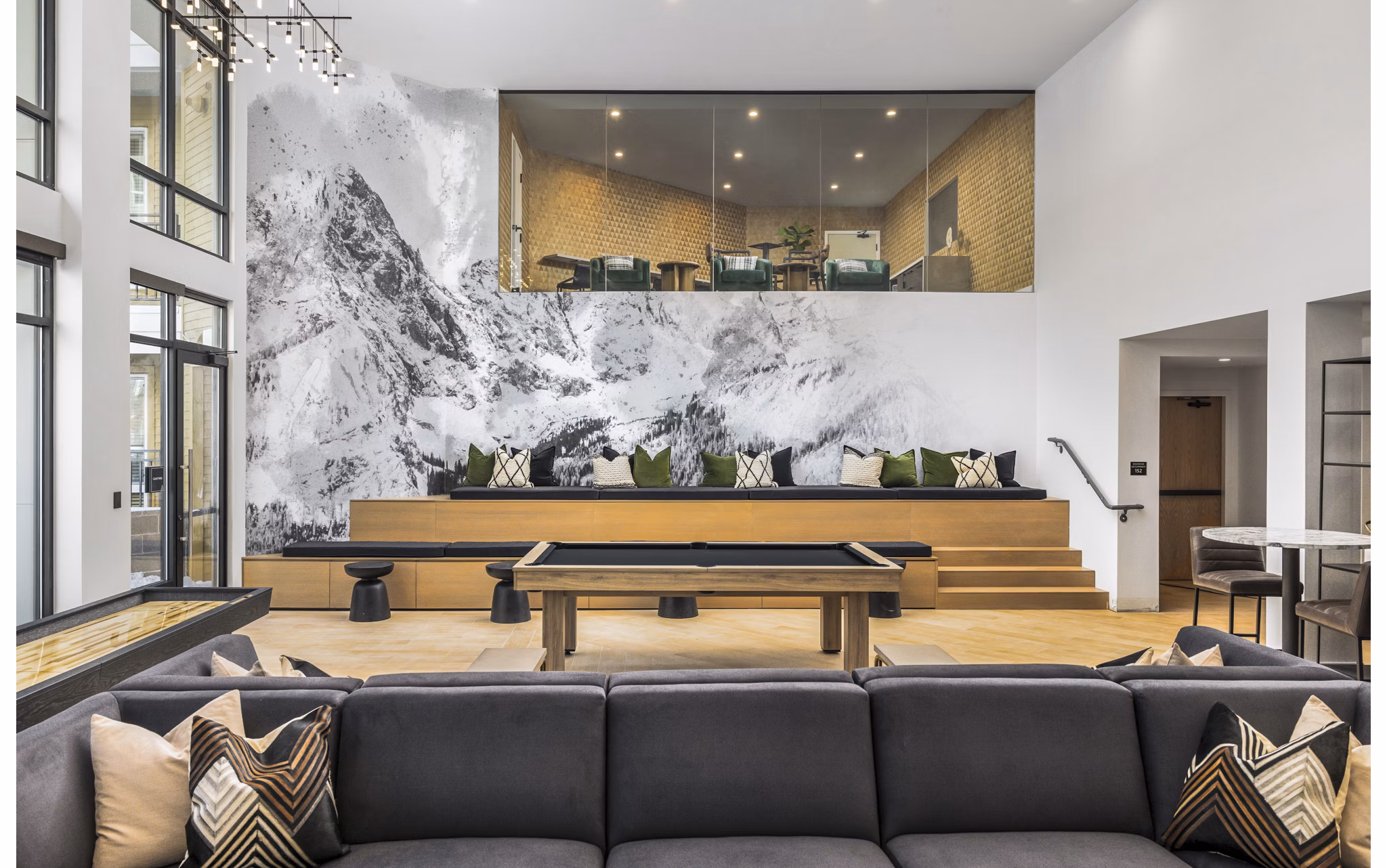 Elegant clubhouse lobby with modern decor at Braxton Apartments