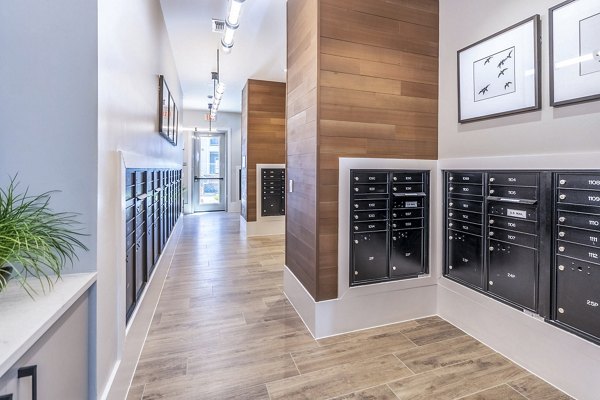 Clubhouse mail room with sleek design at The Chloe Leander Apartments