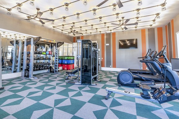 State-of-the-art fitness center with modern equipment at The Chloe Leander Apartments