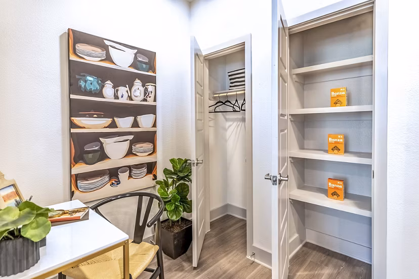 Kitchen closet with modern storage solutions at The Chloe Leander Apartments