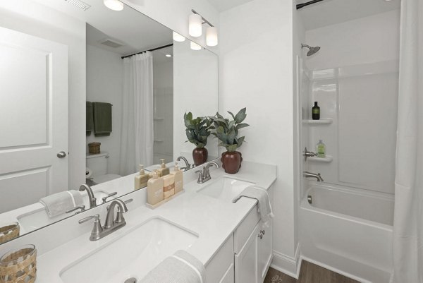 Modern bathroom with sleek fixtures in Affinity at Hudson Apartments for a luxurious living experience