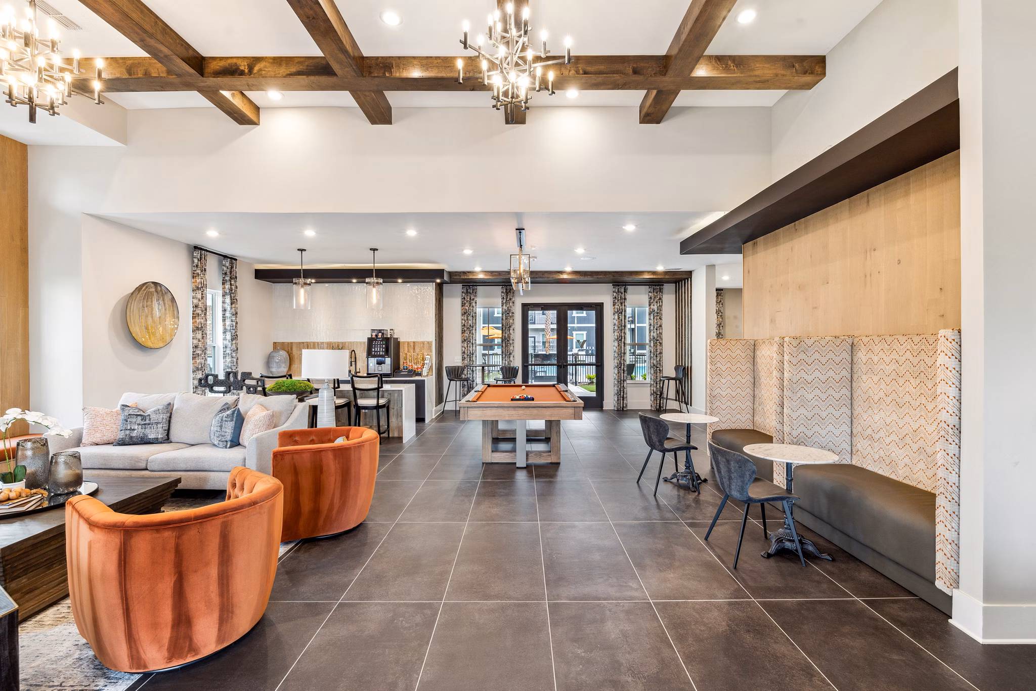Clubhouse featuring modern decor and lounge areas at Riverchase Vista Apartments
