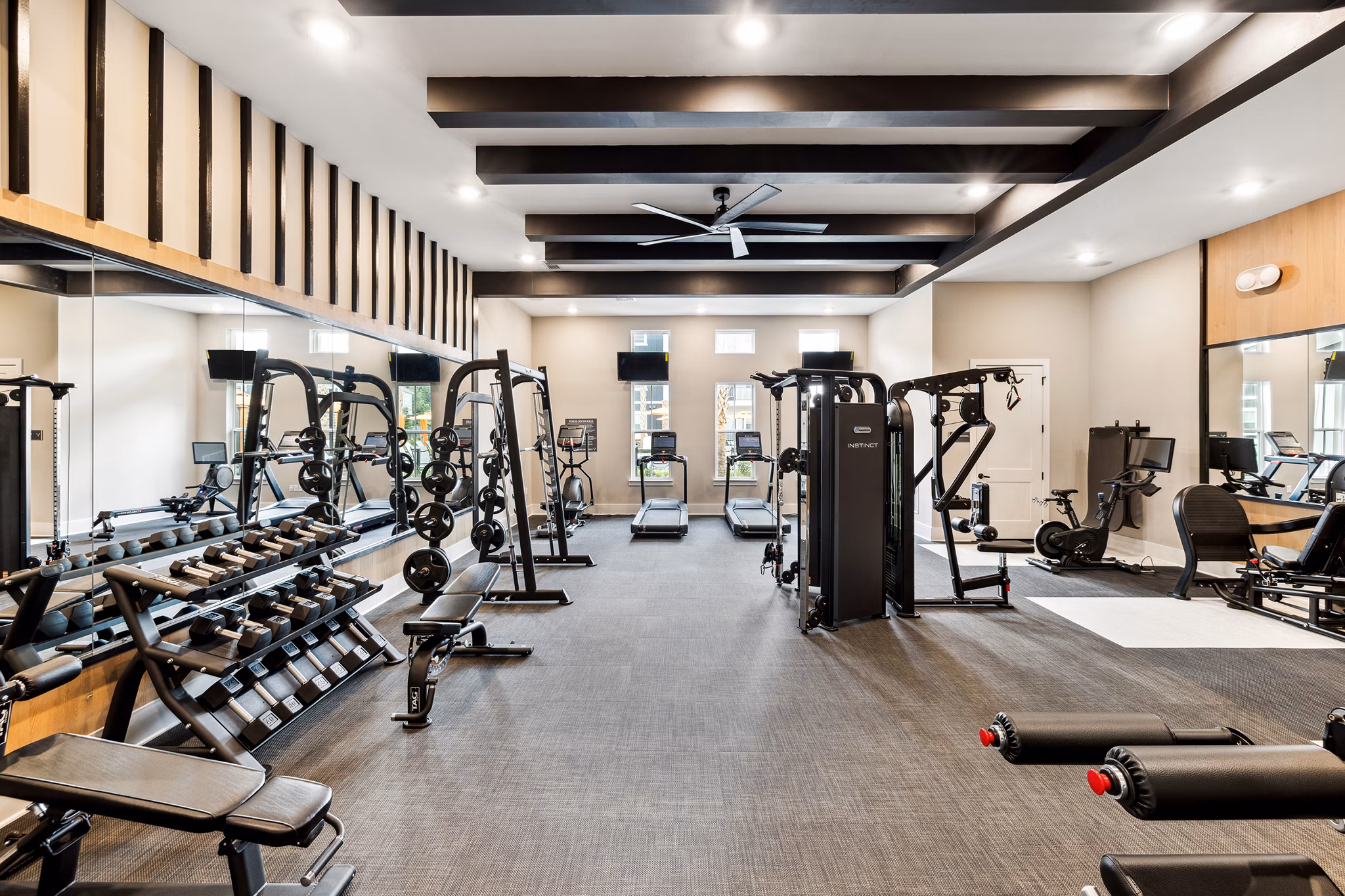 Modern fitness center with state-of-the-art equipment at Riverchase Vista Apartments