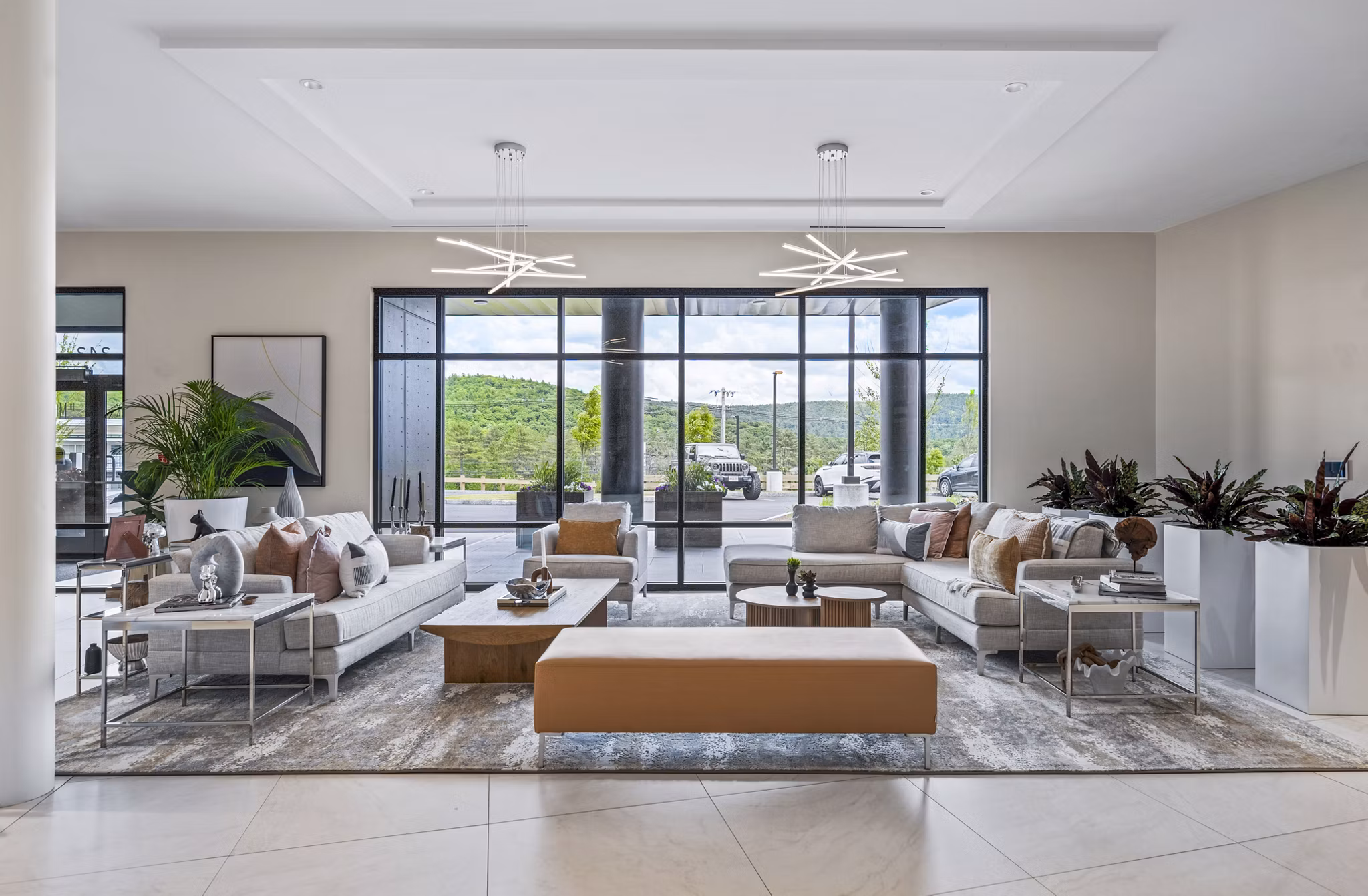 Spacious clubhouse with modern decor at The Marek South Apartments