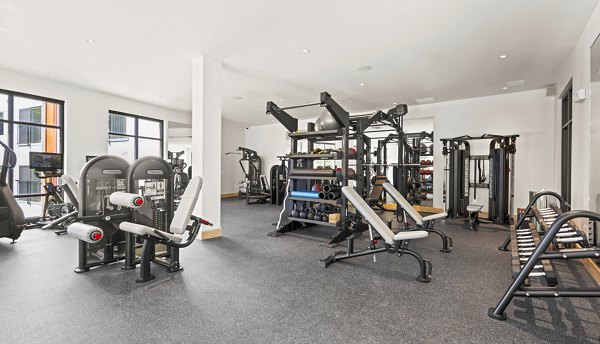 Fitness center with modern equipment at The Marek South Apartments