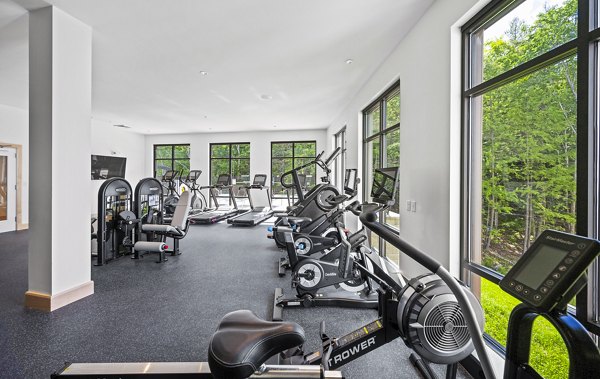 State-of-the-art fitness center with modern equipment at The Marek South Apartments
