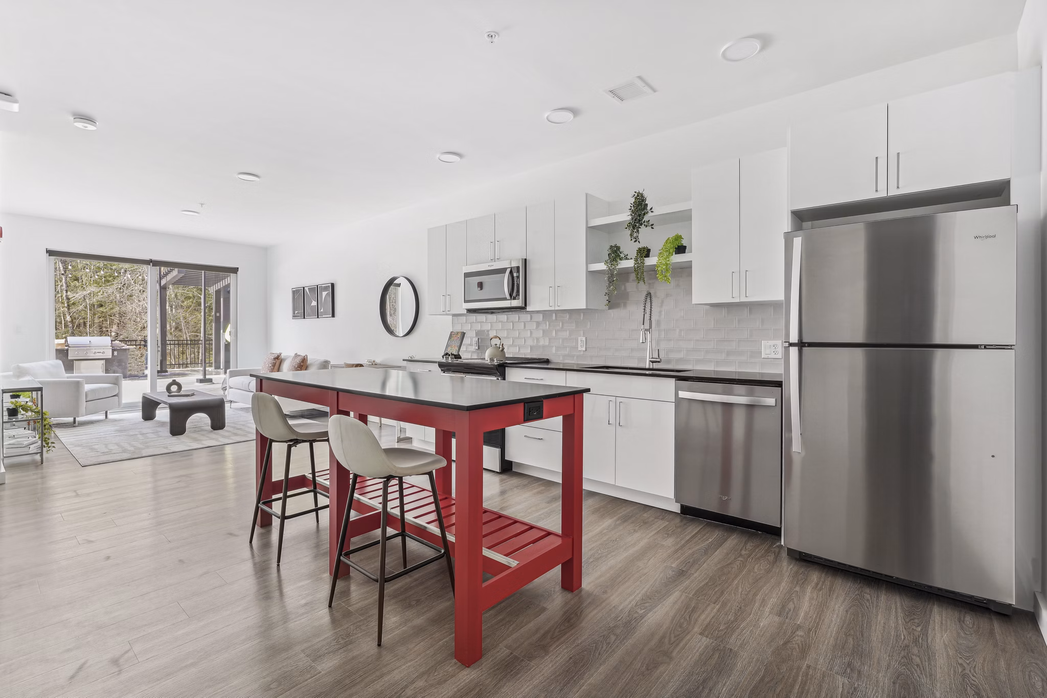 Spacious kitchen with modern appliances at The Marek South Apartments luxury living