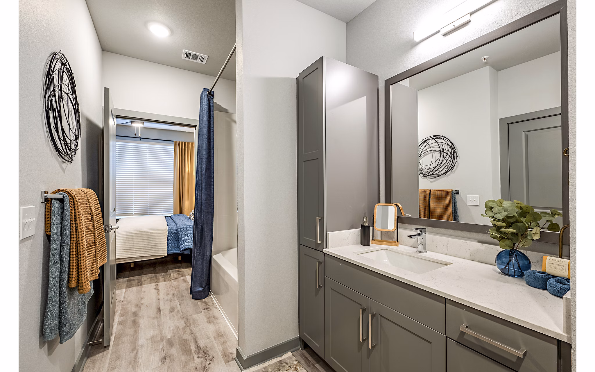 Bathroom featuring modern fixtures and spacious layout at The Aston at Town Center Apartments