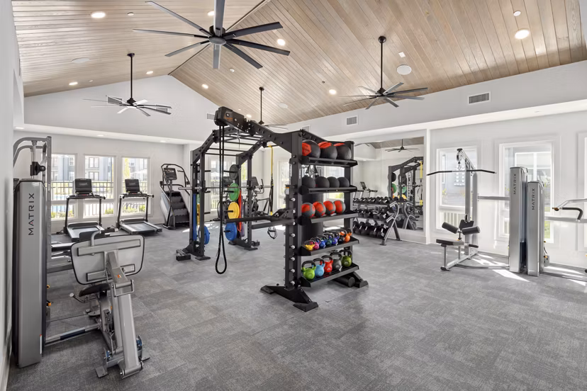 fitness center at Render Covington Apartments 