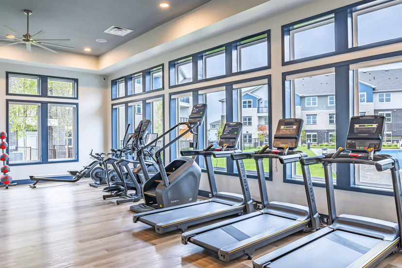 Modern fitness center with state-of-the-art equipment at Prose Stoneridge Apartments