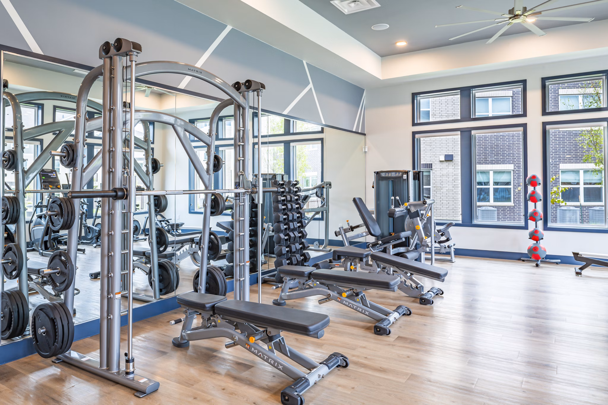 State-of-the-art fitness center featuring modern equipment at Prose Stoneridge Apartments