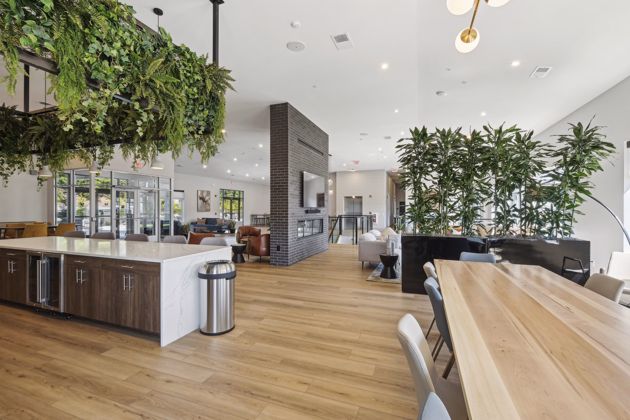 Clubhouse featuring modern seating and vibrant decor at The Foundmore Apartments