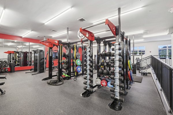 State-of-the-art fitness center with modern equipment at The Foundmore Apartments luxury community