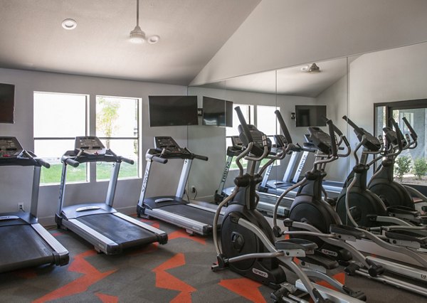 Fitness center featuring modern equipment at The Julia Apartments