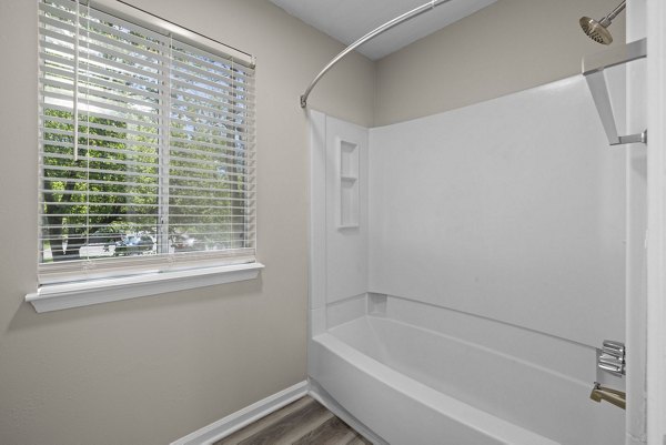 Elegant bathroom with modern fixtures at Madison at Adams Farm Apartments in Greensboro