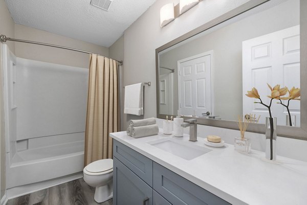 Stylish bathroom with modern fixtures at Madison at Adams Farm Apartments