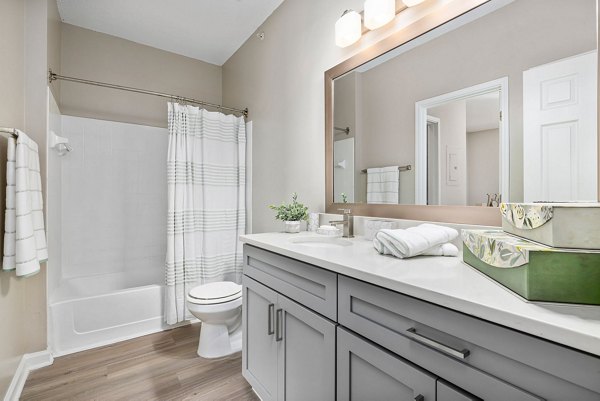 Modern bathroom with sleek fixtures at Mariners Crossing Apartments