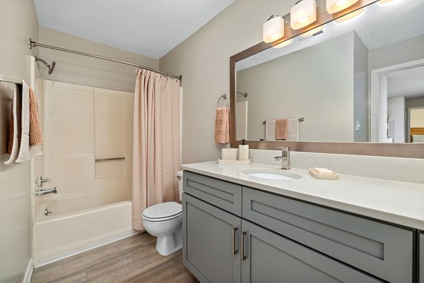Modern bathroom with elegant fixtures in View at Lake Lynn Apartments