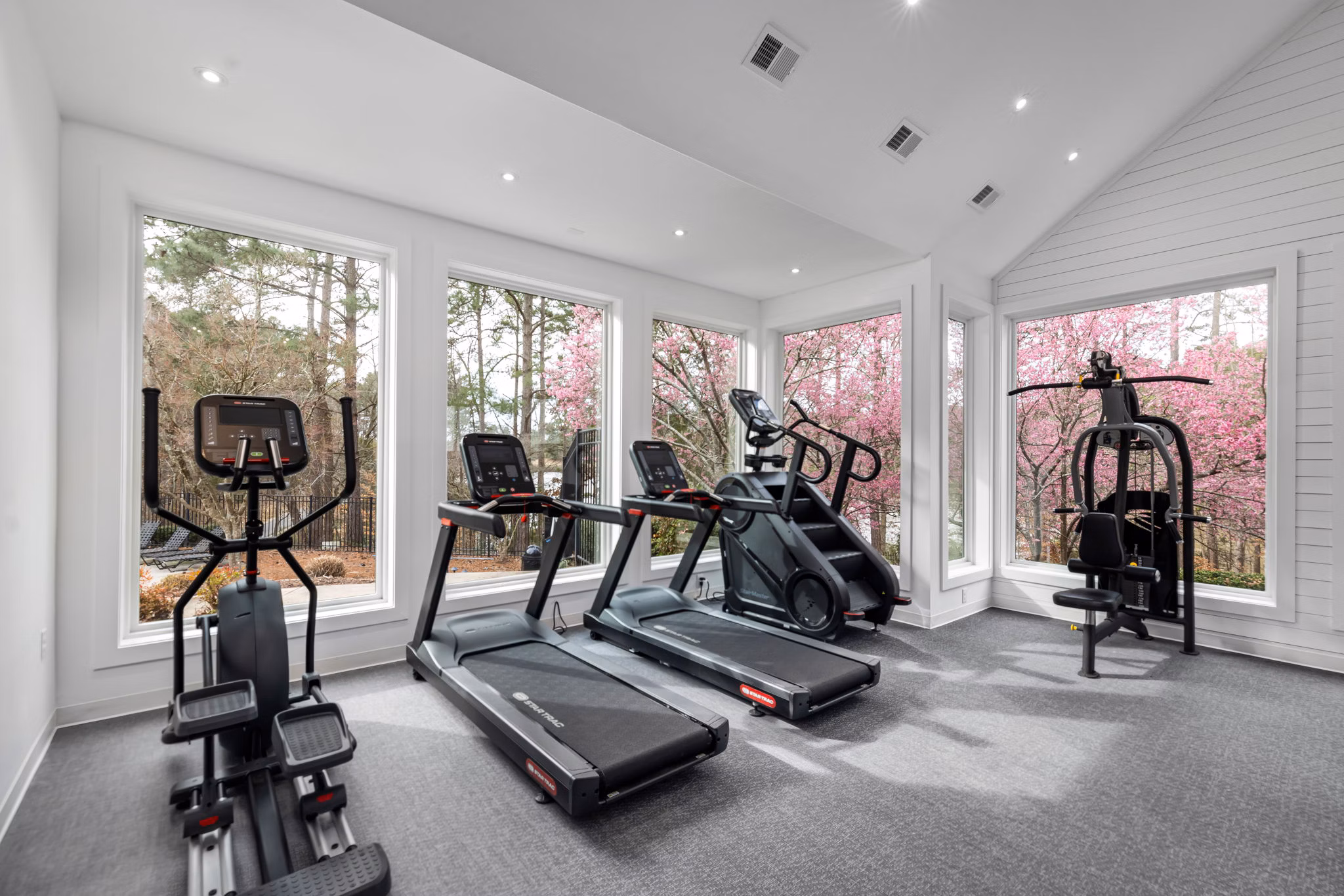 Modern fitness center with state-of-the-art equipment at View at Lake Lynn Apartments