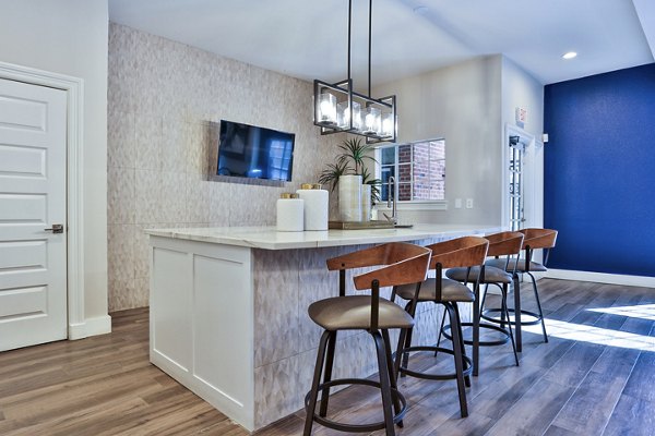 Clubhouse lobby featuring stylish seating and modern decor at The Quarry Alamo Heights Apartments, offering luxury living and social spaces