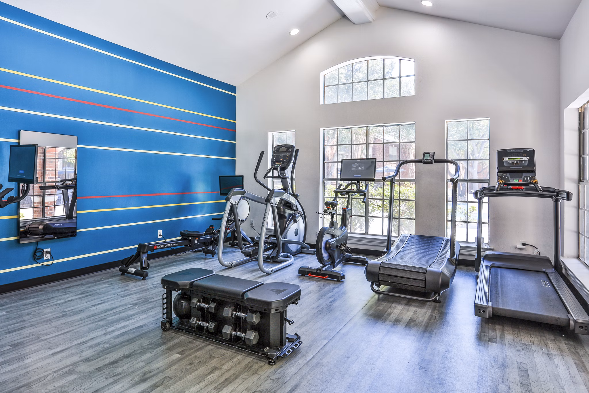 Fitness center with state-of-the-art equipment at The Quarry Alamo Heights Apartments
