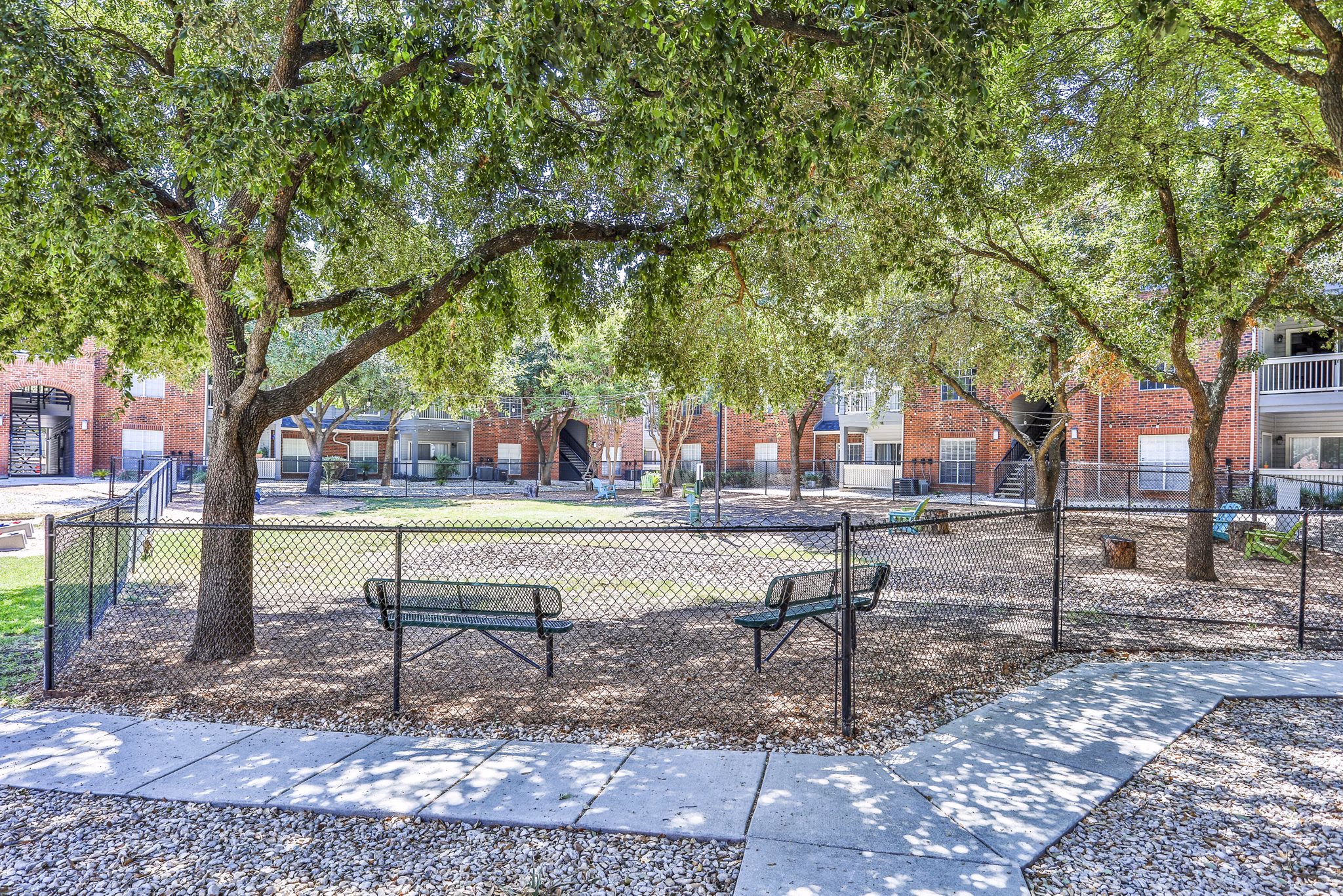 Spacious dog park featuring agility equipment at The Quarry Alamo Heights Apartments