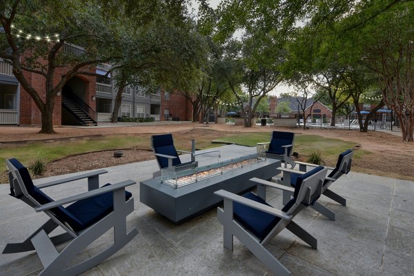 Cozy seating and fire pit area at The Quarry Alamo Heights Apartments