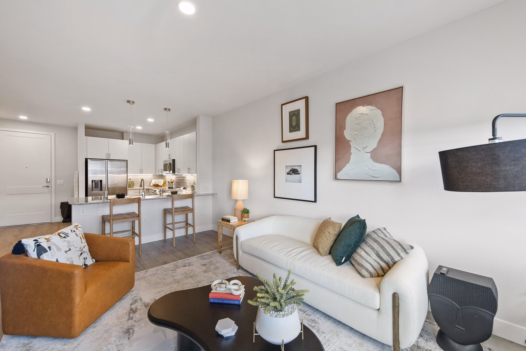 living room at Alexan Montview Plaza Apartments