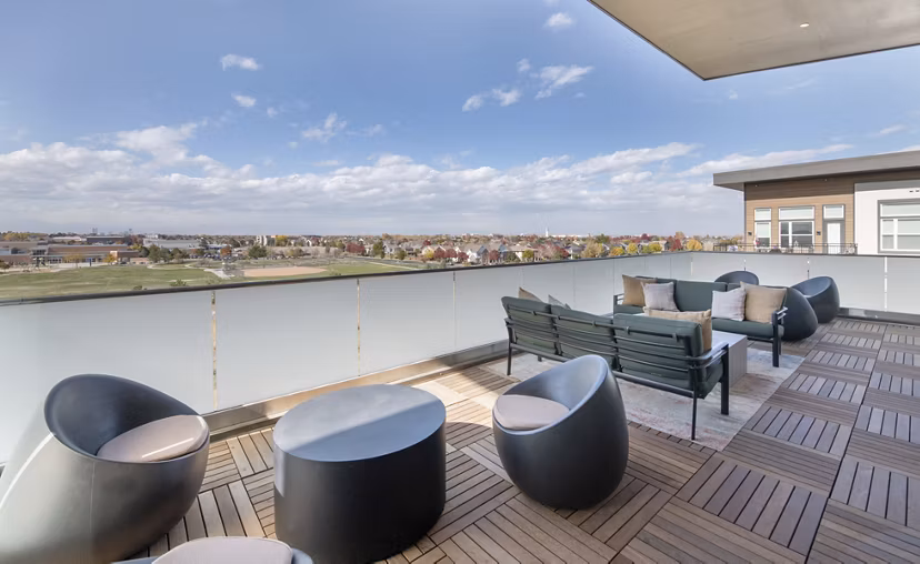patio at Alexan Montview Plaza Apartments