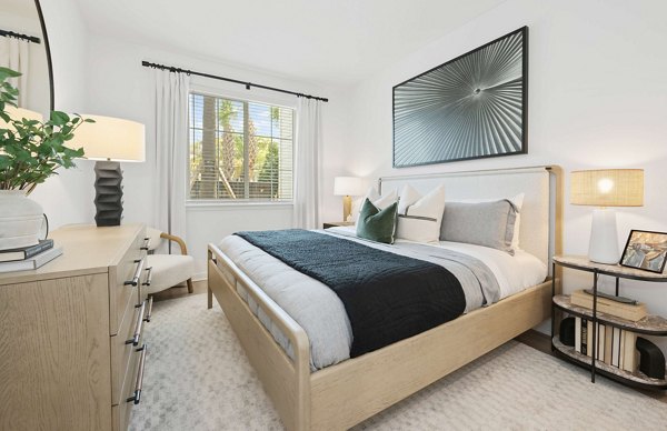 Cozy bedroom featuring modern decor at Marlowe Gateway Apartments