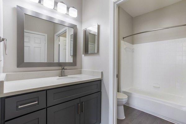 Luxury bathroom with modern fixtures at Ashton Brook Apartments, offering an elegant space for relaxation