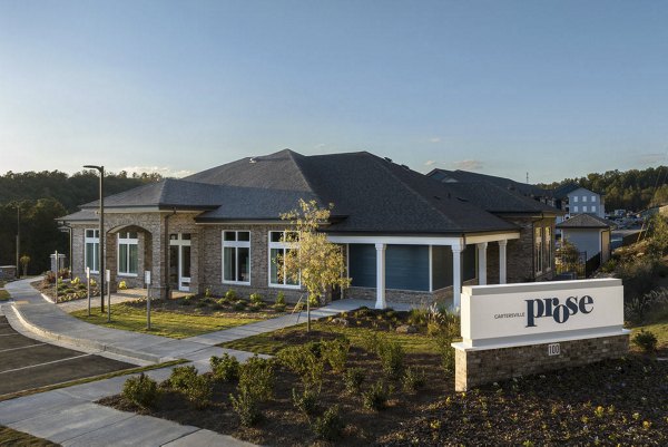 Prose Cartersville: Modern building facade at luxury apartments in central Cartersville