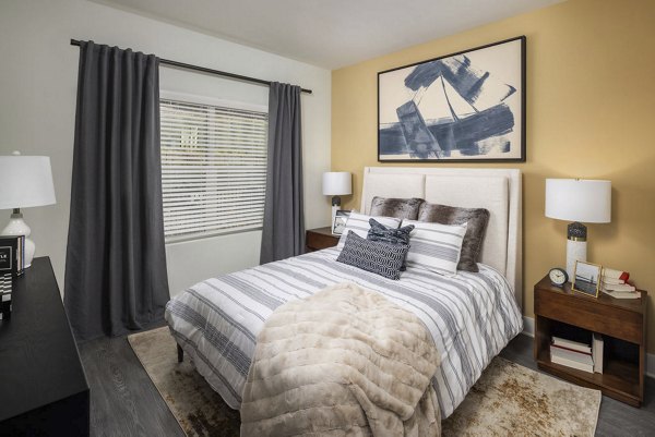 Cozy bedroom with modern design elements at Prose Cartersville Apartments