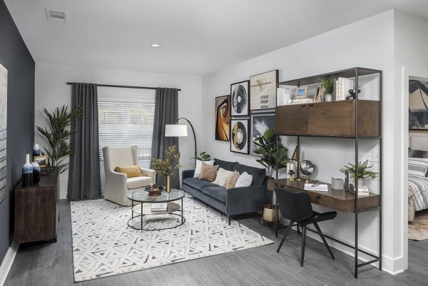 Spacious living room with stylish decor in Prose Cartersville Apartments