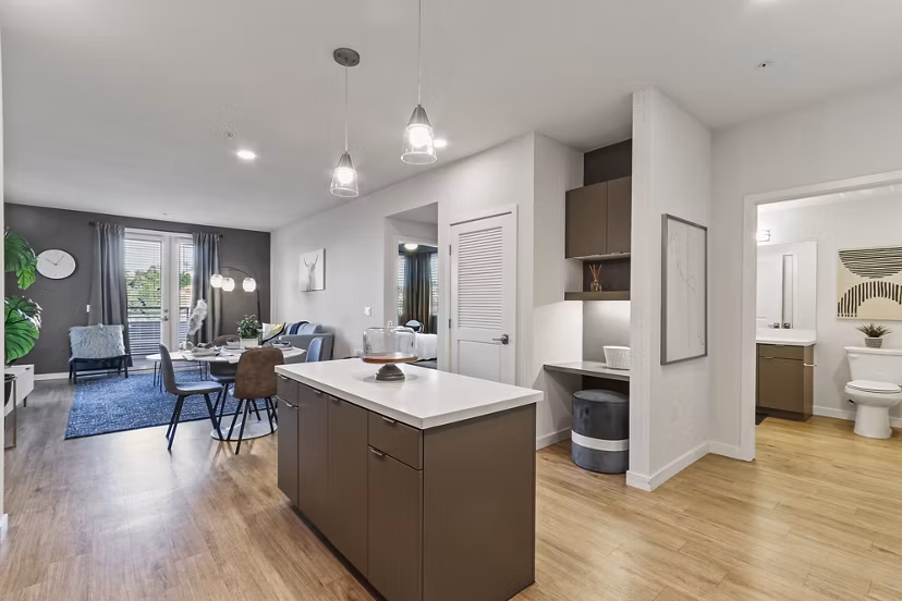 Elegant dining room with contemporary decor at Jefferson La Mesa Apartments offering luxury living spaces