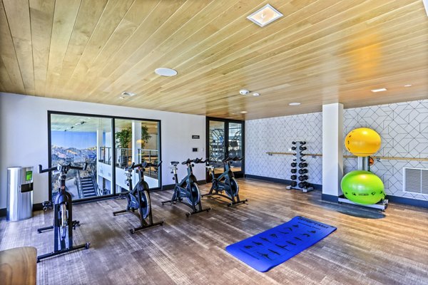 Modern yoga/spin studio with state-of-the-art equipment at Jefferson La Mesa Apartments, ideal for fitness enthusiasts