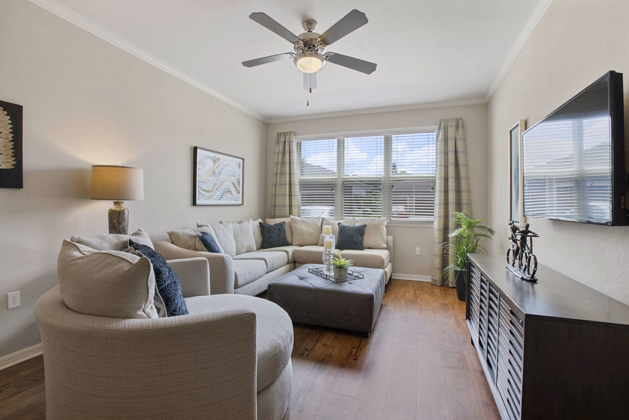living room at Integra Lakes Apartments: Luxury with modern design in a serene setting