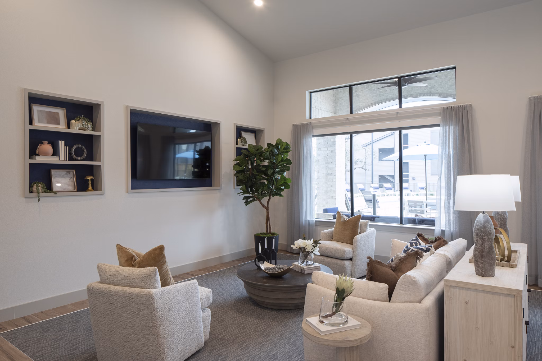 Clubhouse with modern furnishings and vibrant decor at Prose North West Apartments