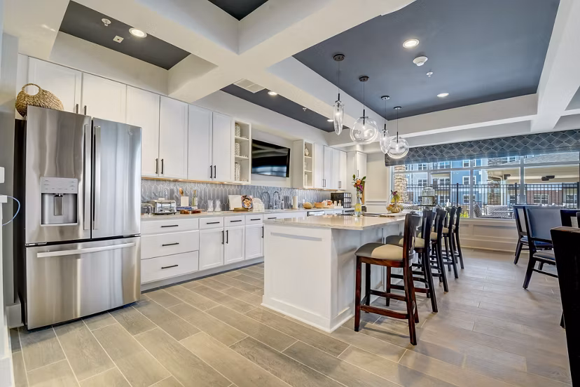 Stylish clubhouse with modern furnishings at Outlook Hamilton Apartments