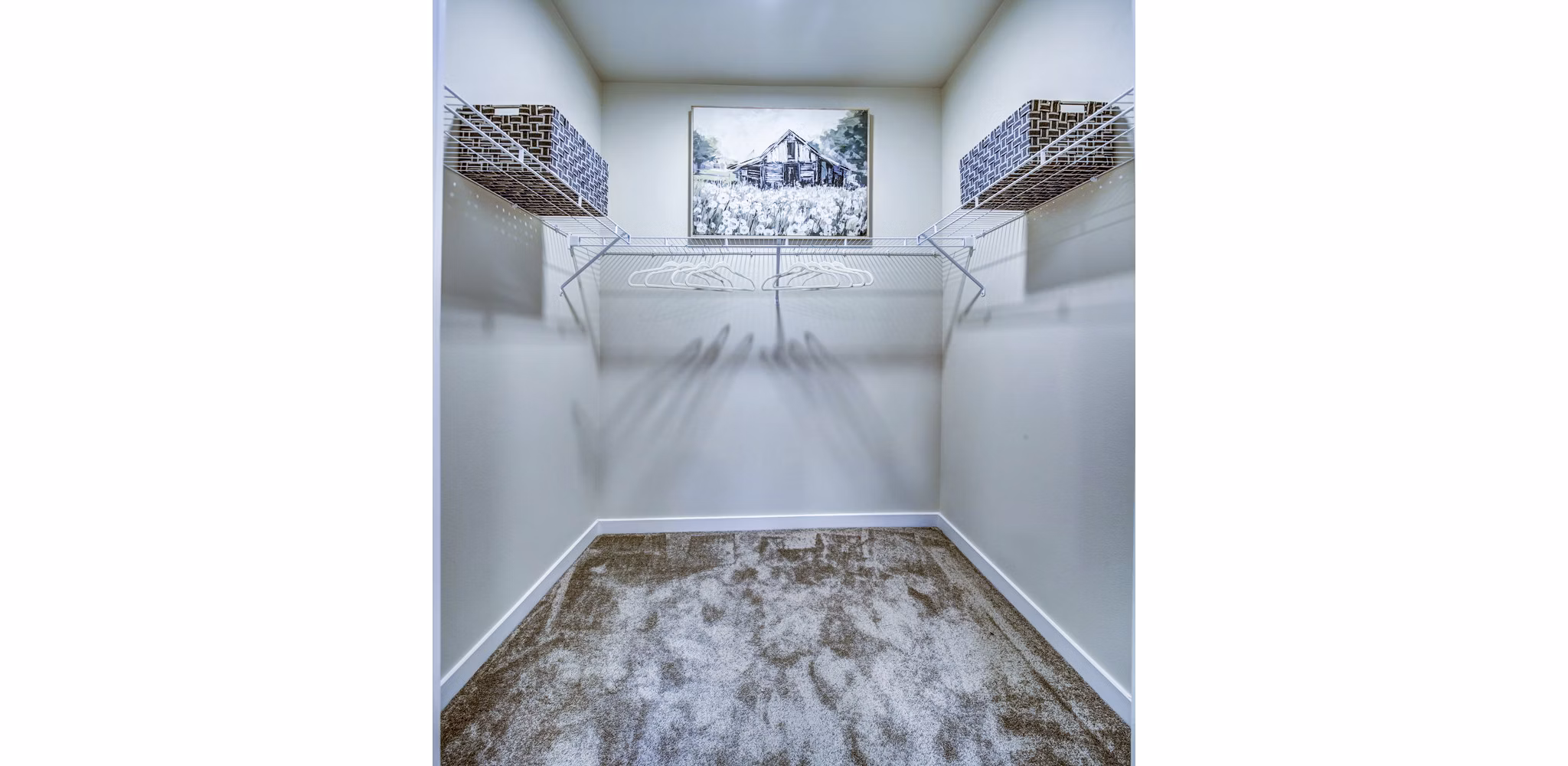 Spacious bedroom closet with custom shelving at NorthStar Georgetown Apartments, offering ample storage solutions for residents