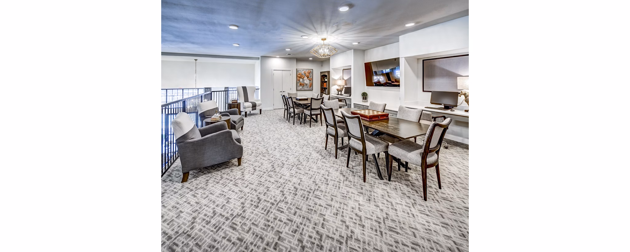 Elegant clubhouse at NorthStar Georgetown Apartments featuring cozy seating areas and modern decor Ideal for relaxation and social gatherings